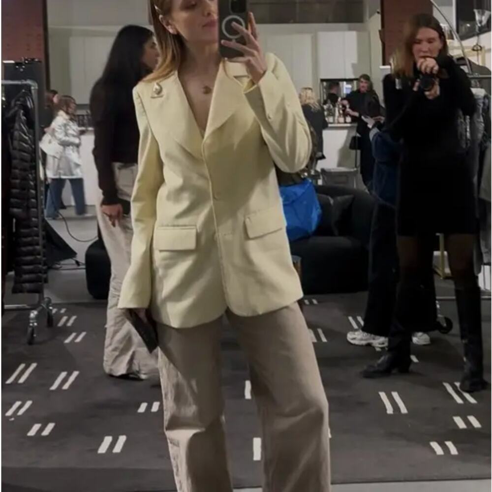 Favorite Daughter Butter Yellow Oversize Blazer SMALL Work Suiting Designer $400 - Picture 7 of 14